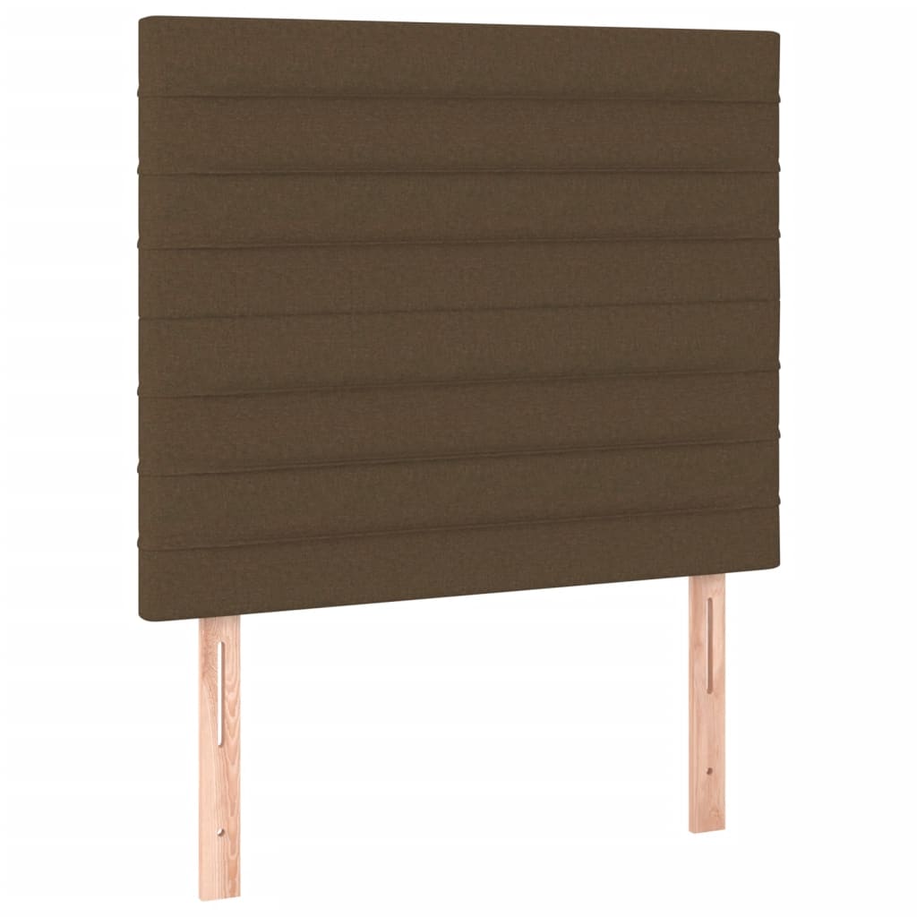 vidaXL Κρεβάτι Boxspring με Στρώμα & LED Σκ.Καφέ 100x200 εκ Υφασμάτινο