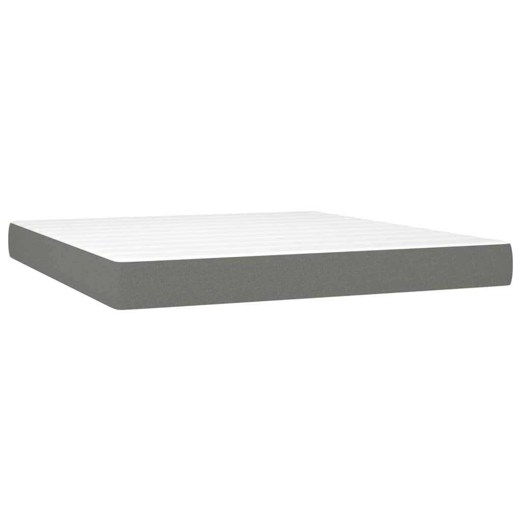 vidaXL Κρεβάτι Boxspring με Στρώμα & LED Σκ.Γκρι 160x200 εκ Υφασμάτινο