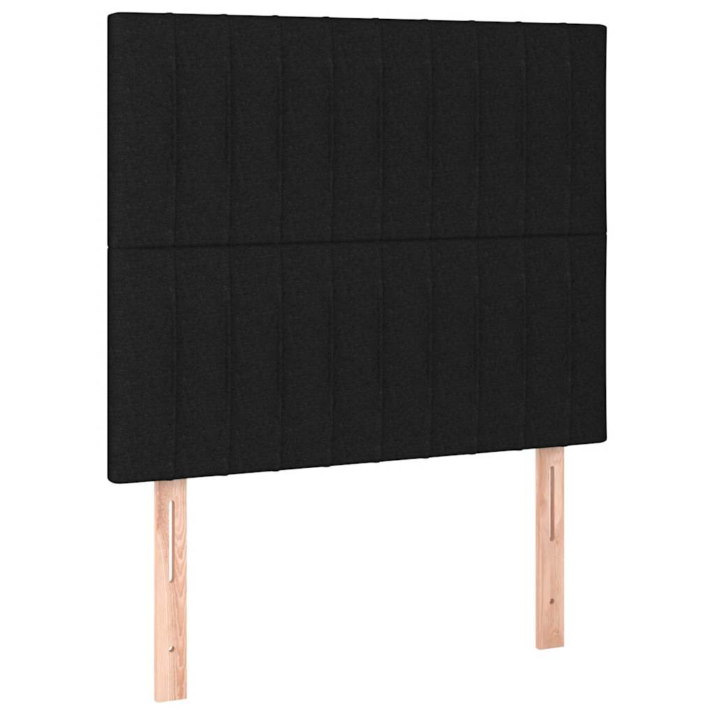 vidaXL Κρεβάτι Boxspring με Στρώμα & LED Μαύρο 90x200 εκ. Υφασμάτινο