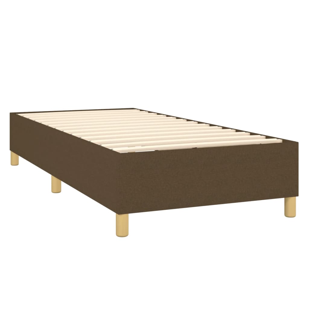 vidaXL Κρεβάτι Boxspring με Στρώμα & LED Σκ.Καφέ 90x200 εκ. Υφασμάτινο