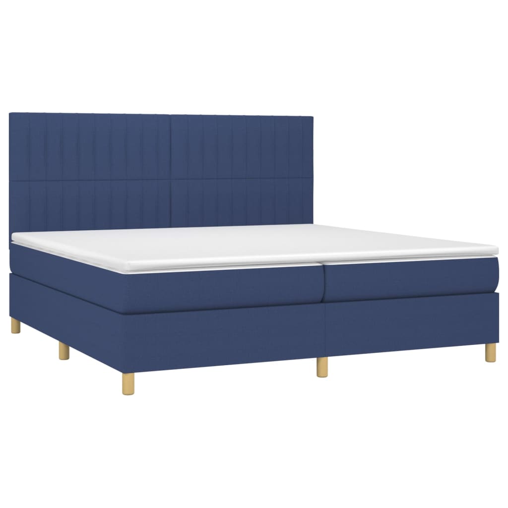 vidaXL Κρεβάτι Boxspring με Στρώμα & LED Μπλε 200x200 εκ. Υφασμάτινο