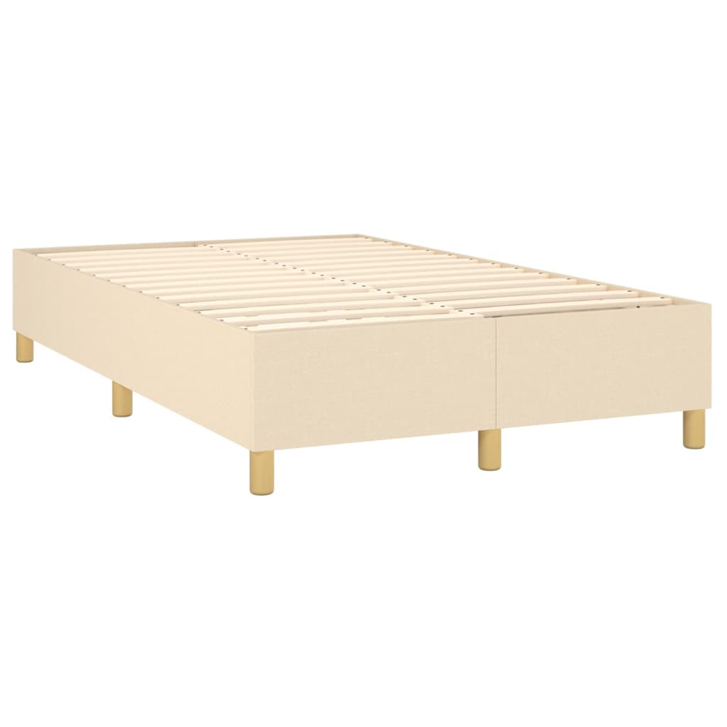 vidaXL Κρεβάτι Boxspring με Στρώμα & LED Κρεμ 120x200 εκ. Υφασμάτινο