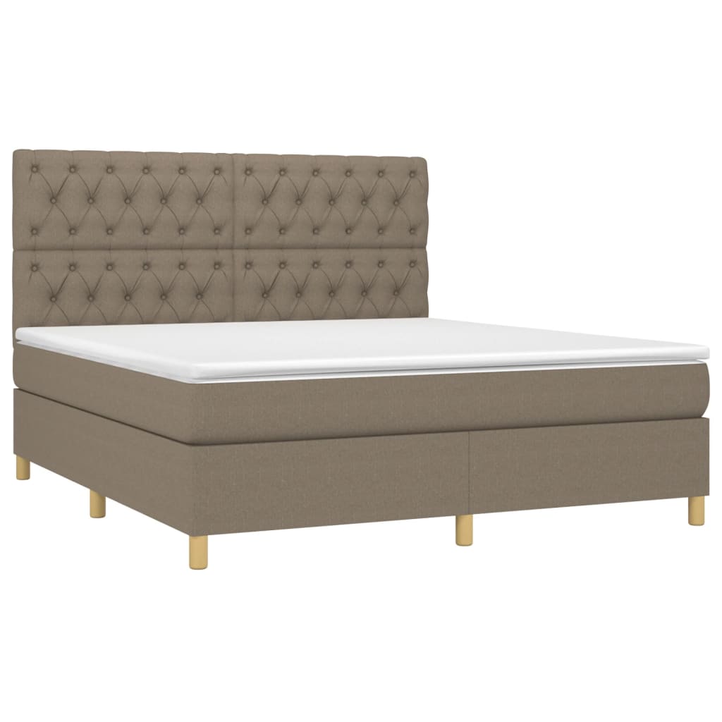 vidaXL Κρεβάτι Boxspring με Στρώμα & LED Taupe 160x200 εκ. Υφασμάτινο