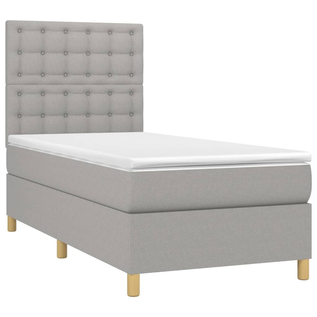vidaXL Κρεβάτι Boxspring με Στρώμα & LED Αν.Γκρι 80x200 εκ. Υφασμάτινο