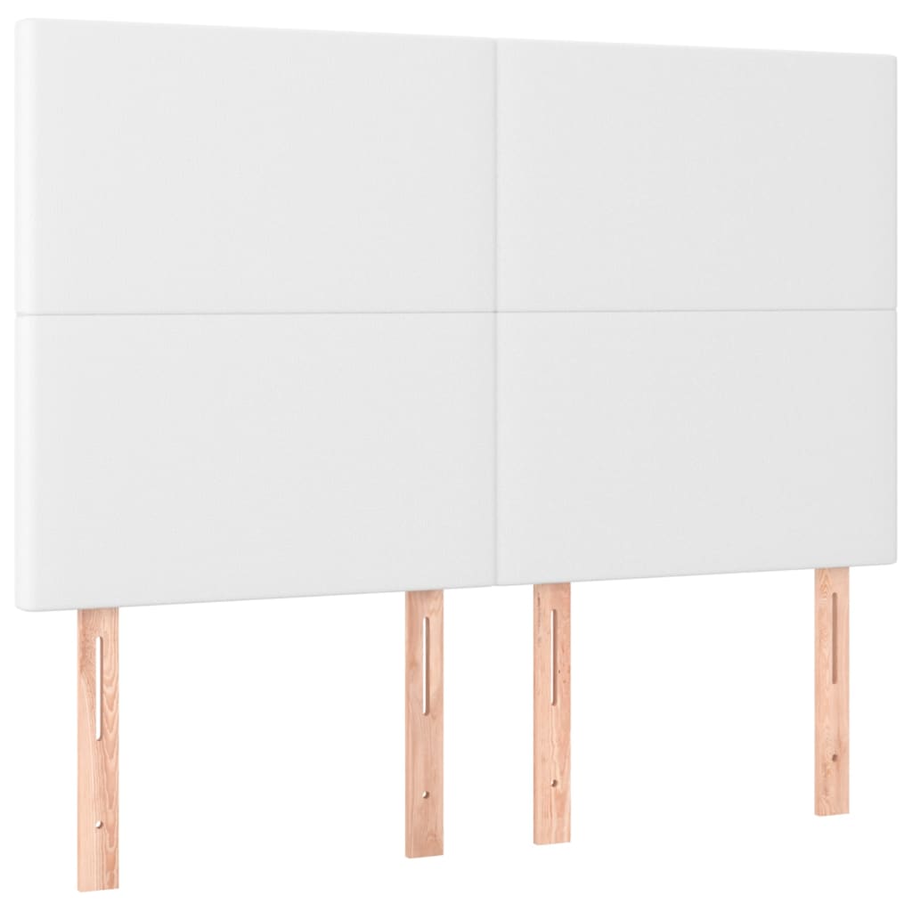 vidaXL Κρεβάτι Boxspring με Στρώμα & LED Λευκό 140x200 εκ. Συνθ. Δέρμα