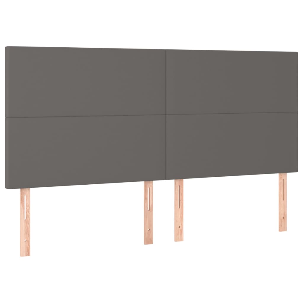 vidaXL Κρεβάτι Boxspring με Στρώμα & LED Γκρι 180x200 εκ. Συνθ. Δέρμα