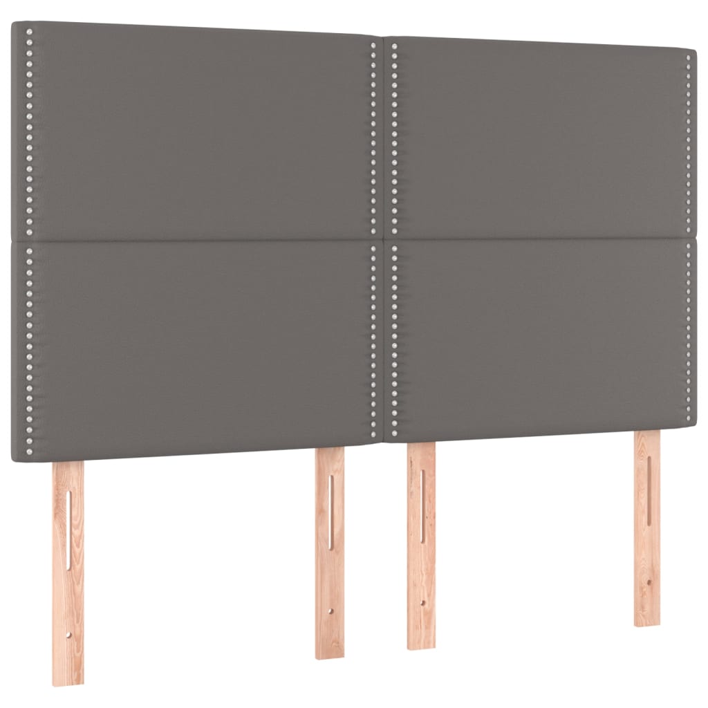 vidaXL Κρεβάτι Boxspring με Στρώμα & LED Γκρι 140x200 εκ. Συνθ. Δέρμα