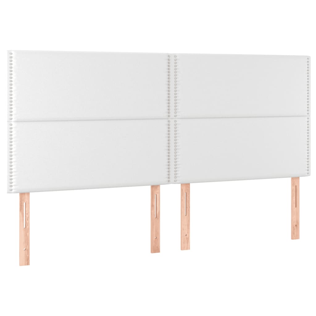 vidaXL Κρεβάτι Boxspring με Στρώμα & LED Λευκό 200x200 εκ. Συνθ. Δέρμα