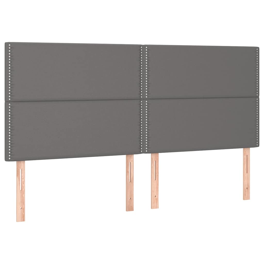 vidaXL Κρεβάτι Boxspring με Στρώμα & LED Γκρι 200x200 εκ. Συνθ. Δέρμα
