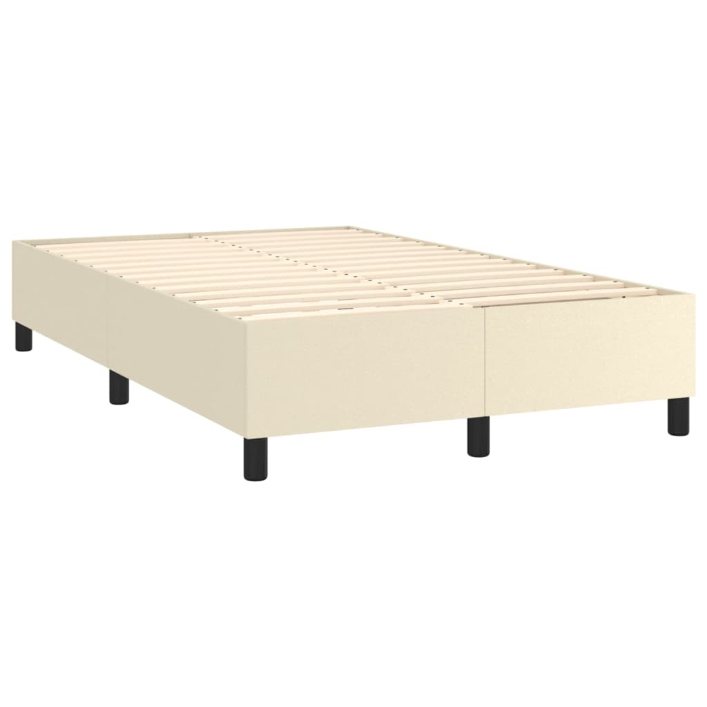 vidaXL Κρεβάτι Boxspring με Στρώμα & LED Κρεμ 120x200 εκ. Συνθ. Δέρμα