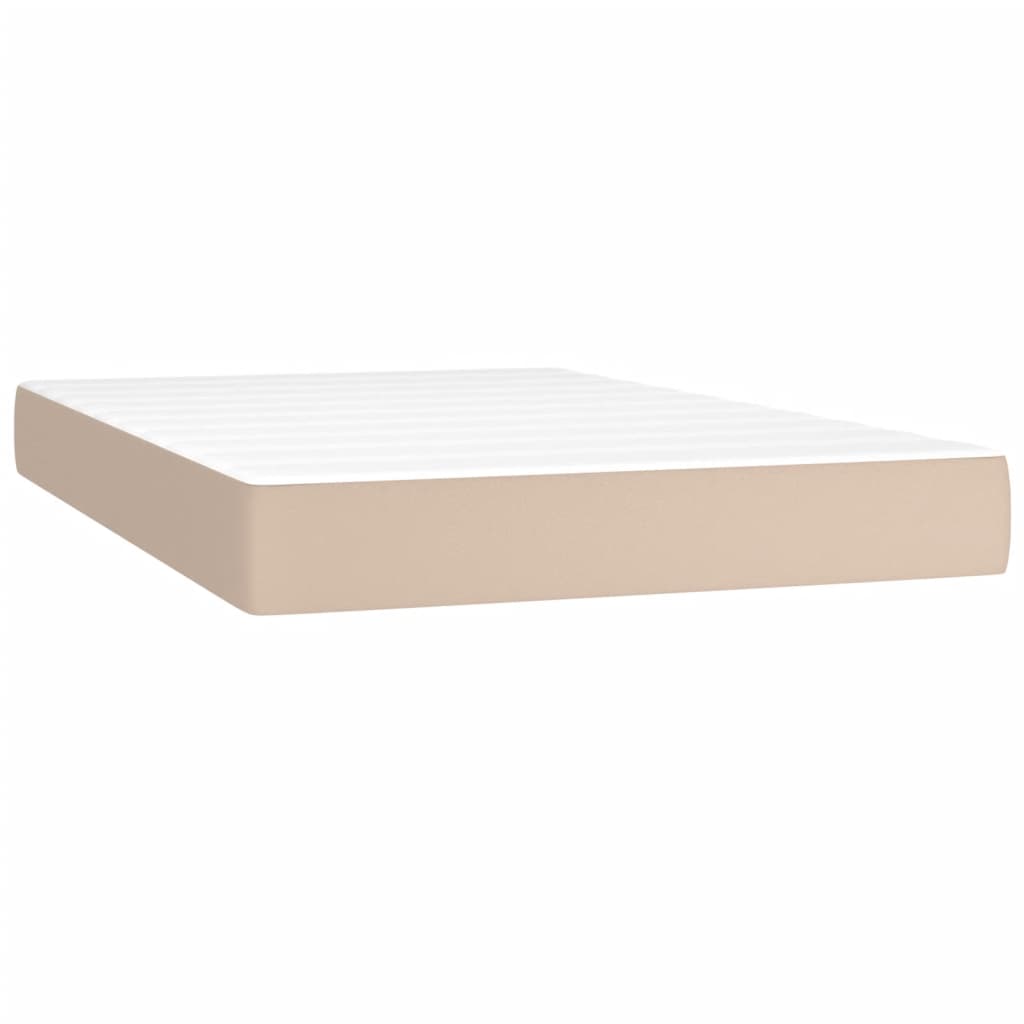 vidaXL Κρεβάτι Boxspring Στρώμα&LED Καπουτσίνο 120x200 εκ. Συνθ. Δέρμα