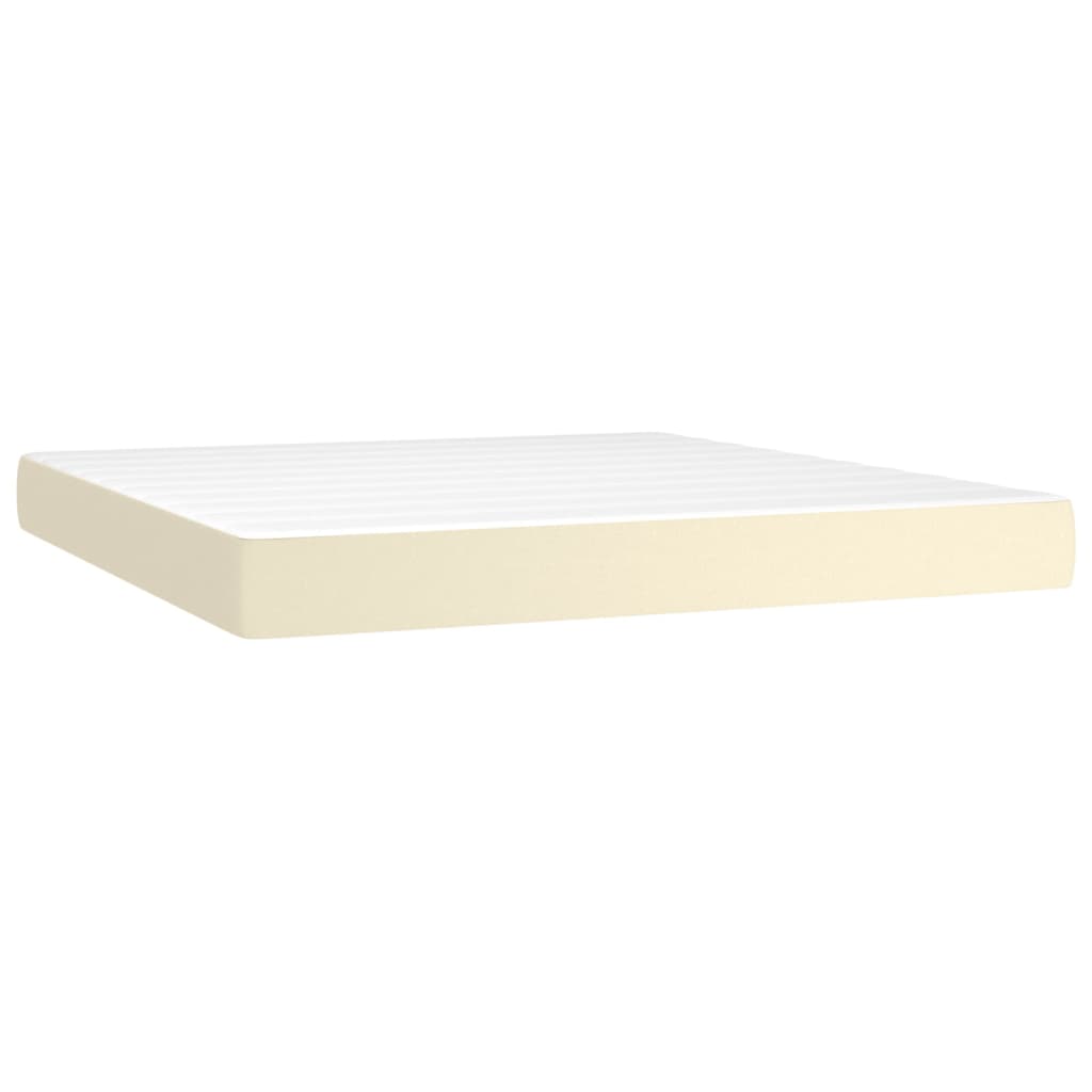 vidaXL Κρεβάτι Boxspring με Στρώμα & LED Κρεμ 160x200 εκ. Συνθ. Δέρμα