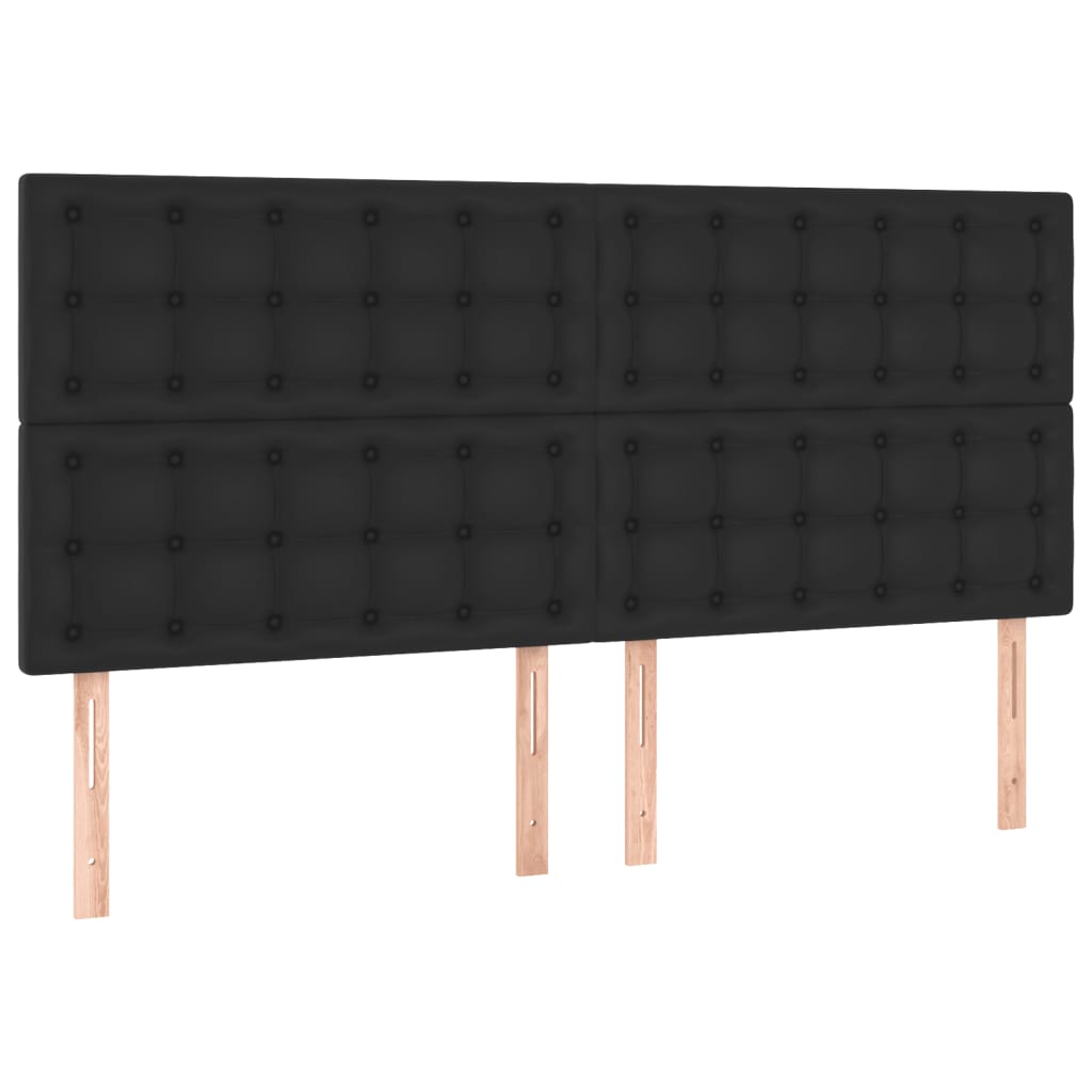 vidaXL Κρεβάτι Boxspring με Στρώμα & LED Μαύρο 180x200 εκ. Συνθ. Δέρμα