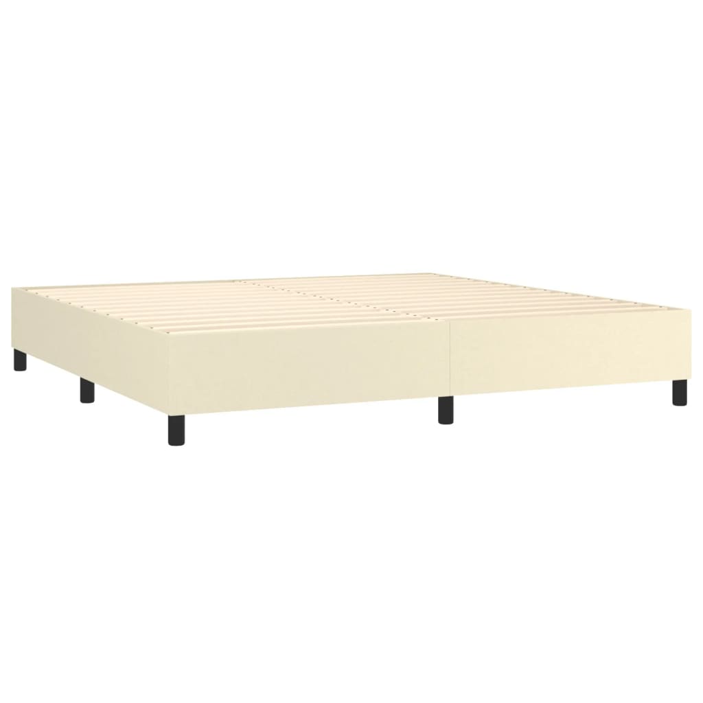 vidaXL Κρεβάτι Boxspring με Στρώμα & LED Κρεμ 200x200 εκ. Συνθ. Δέρμα