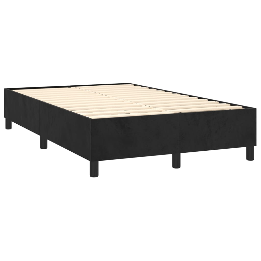 vidaXL Κρεβάτι Boxspring με Στρώμα & LED Μαύρο 120x200 εκ. Βελούδινο