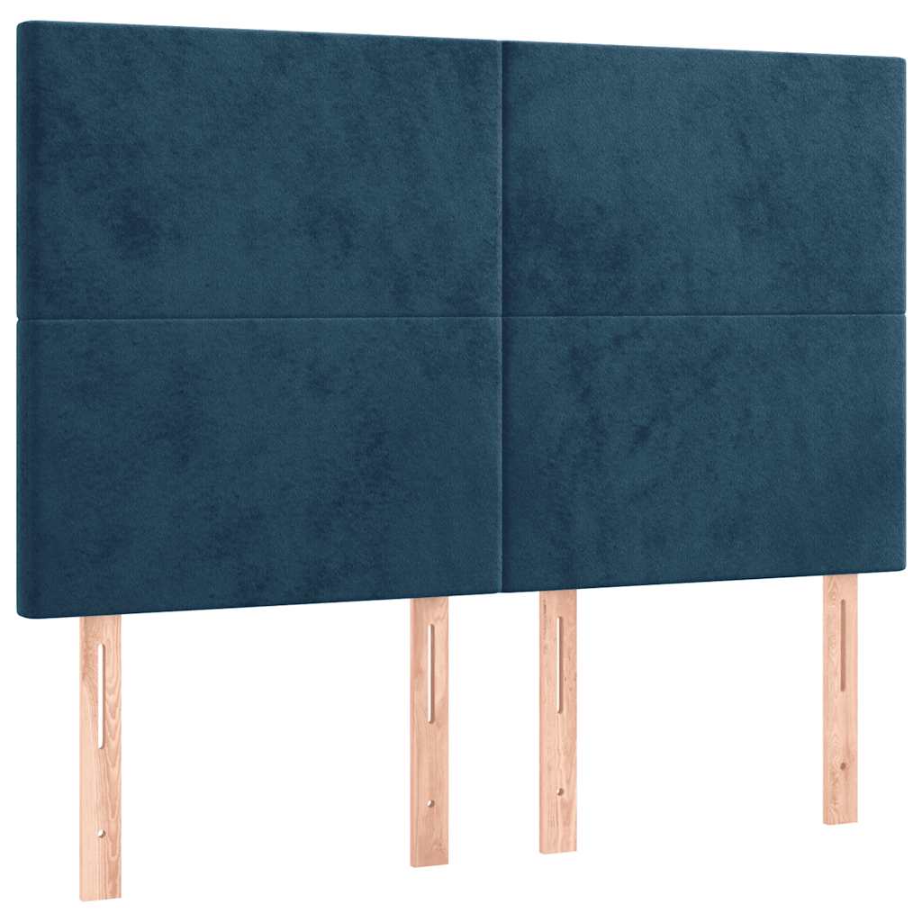 vidaXL Κρεβάτι Boxspring με Στρώμα & LED Σκ. Μπλε 140x190εκ. Βελούδινο