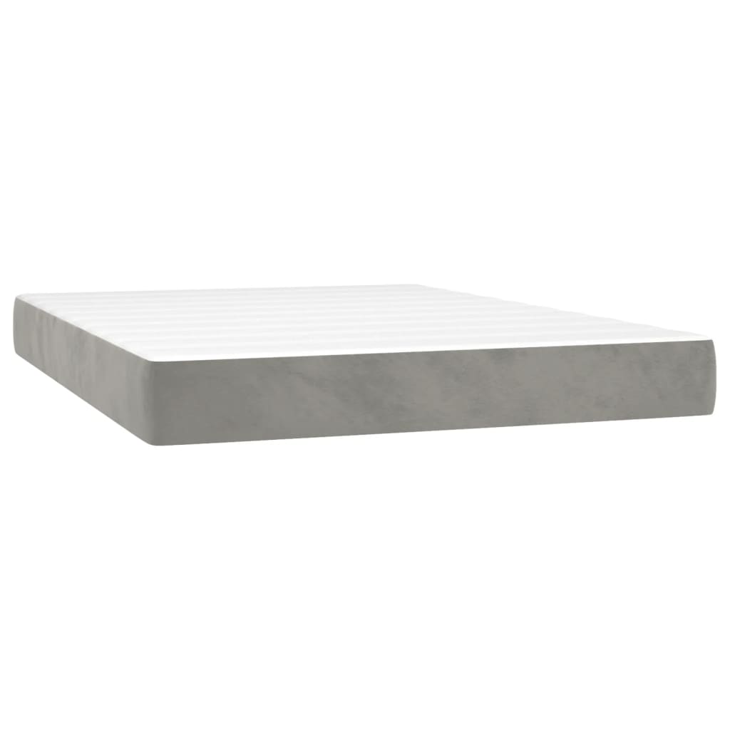 vidaXL Κρεβάτι Boxspring με Στρώμα & LED Αν.Γκρι 140x200 εκ. Βελούδινο