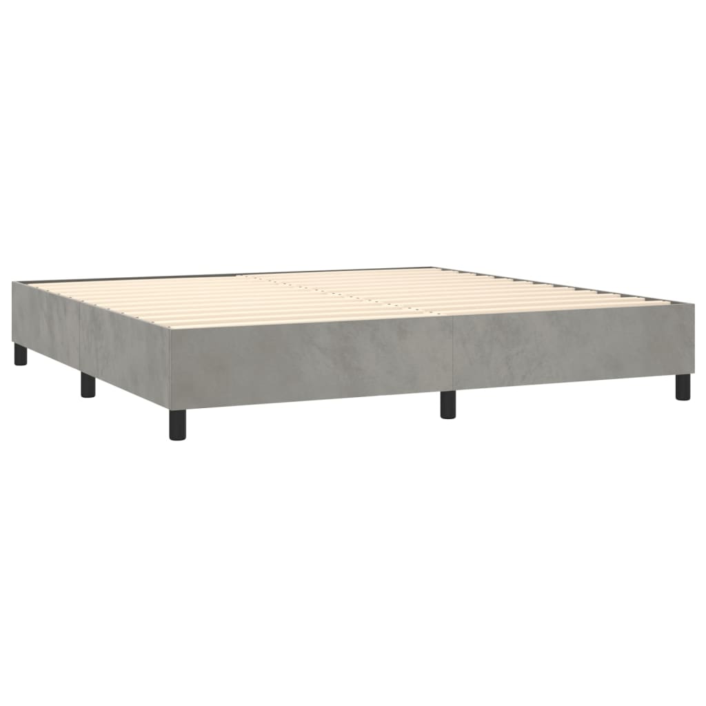 vidaXL Κρεβάτι Boxspring με Στρώμα & LED Αν.Γκρι 200x200 εκ. Βελούδινο