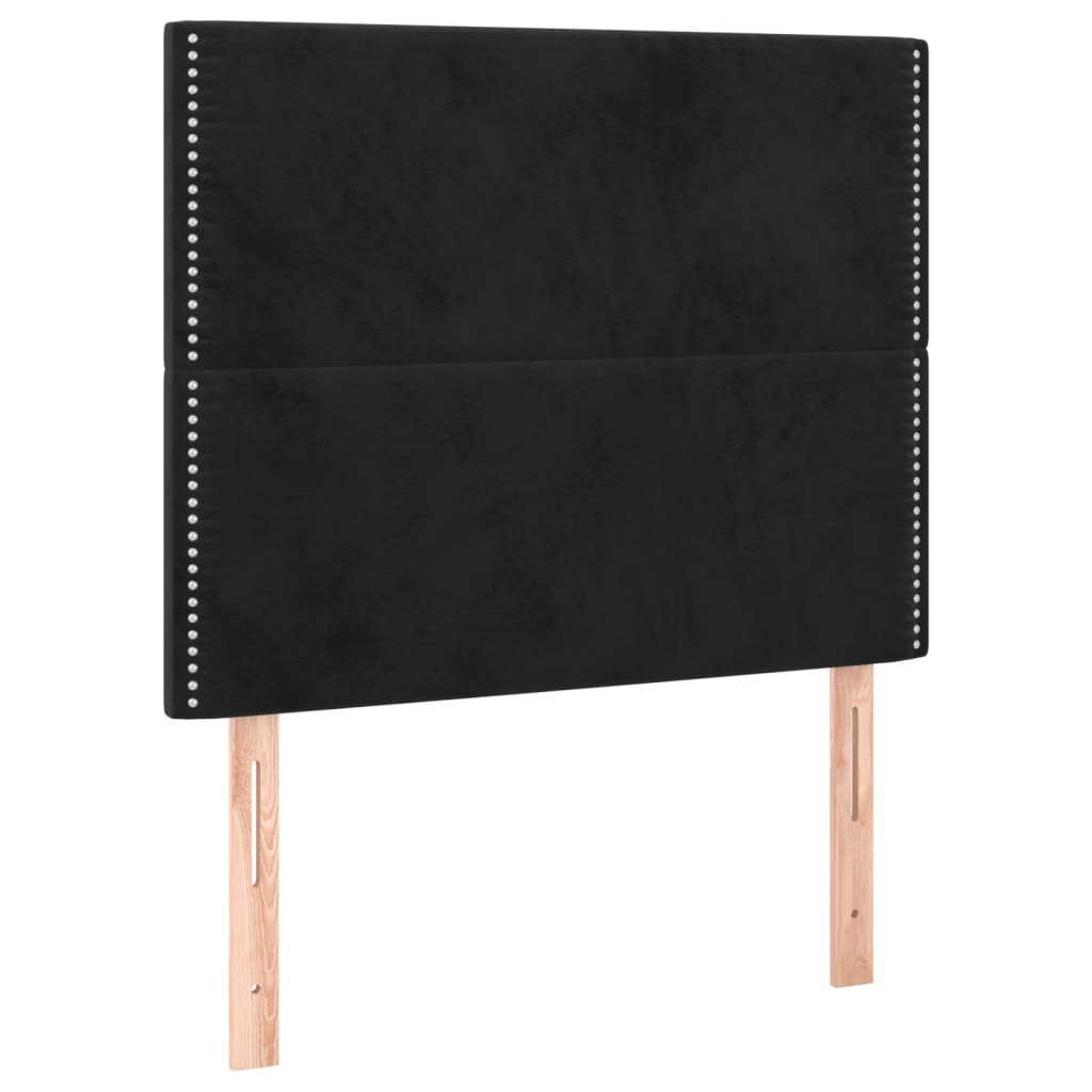 vidaXL Κρεβάτι Boxspring με Στρώμα & LED Μαύρο 100x200 εκ. Βελούδινο