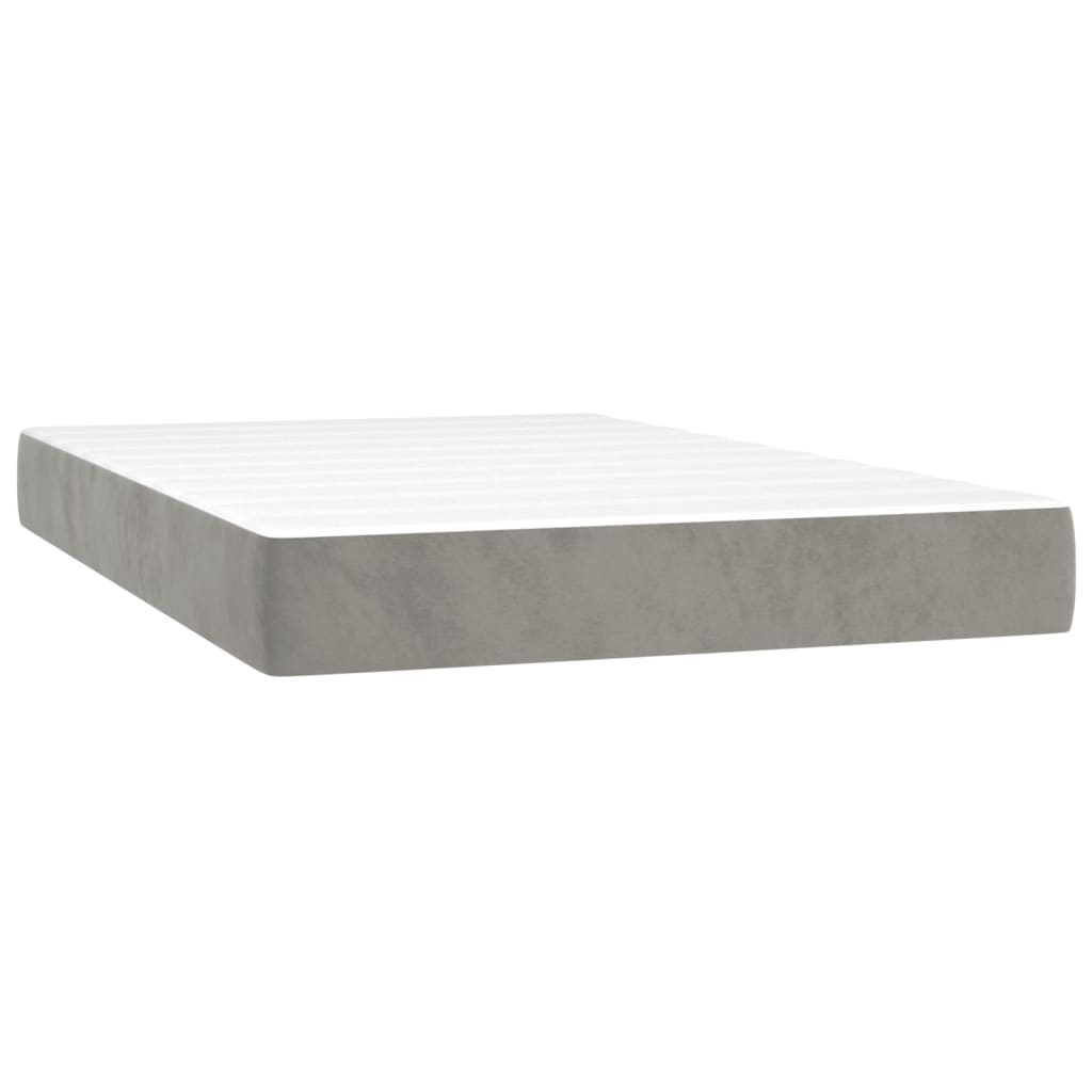 vidaXL Κρεβάτι Boxspring με Στρώμα & LED Αν.Γκρι 120x200 εκ. Βελούδινο