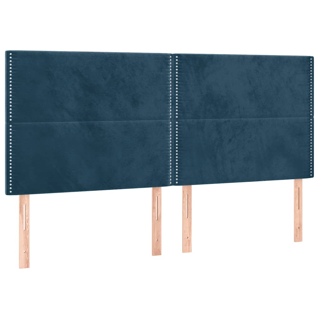vidaXL Κρεβάτι Boxspring με Στρώμα & LED Σκ. Μπλε 160x200εκ. Βελούδινο