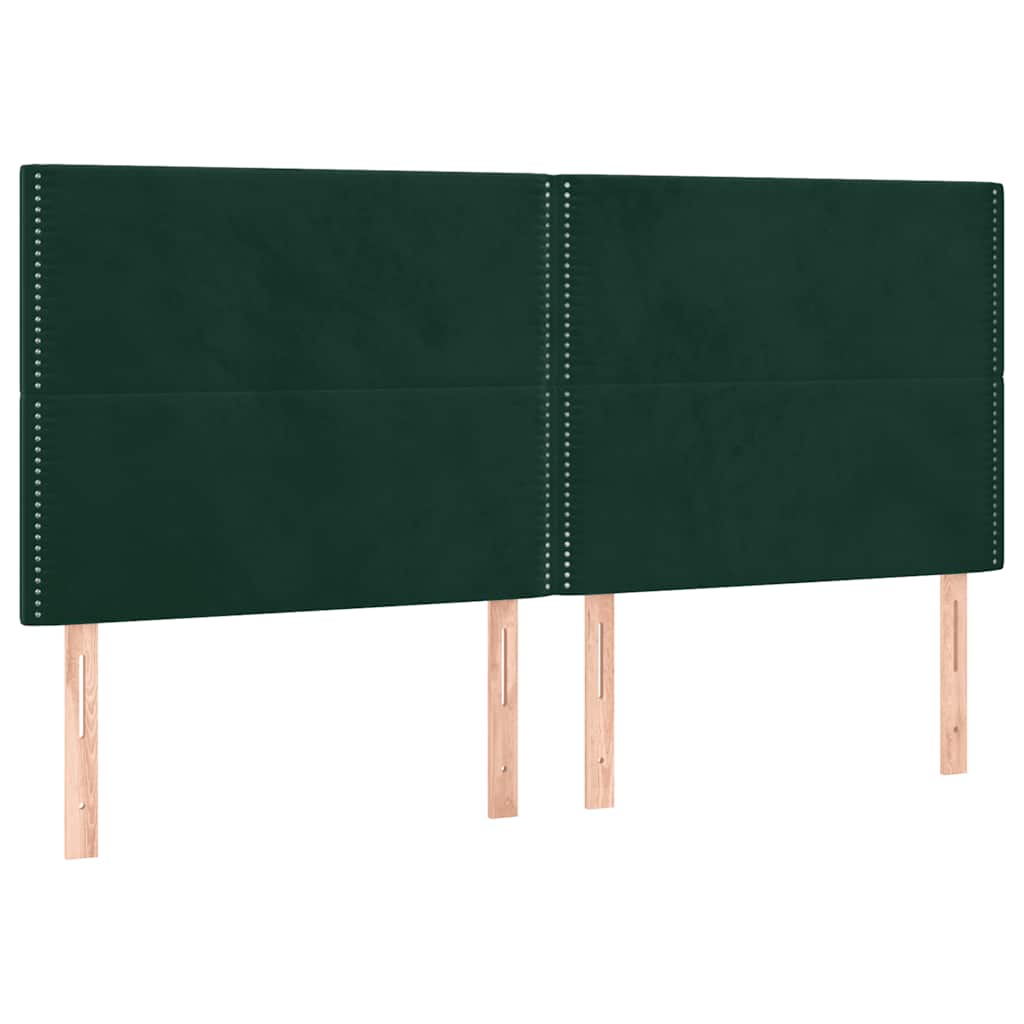 vidaXL Κρεβάτι Boxspring με Στρώμα & LED Σκ. Πράσινο 180x200εκ Βελούδο