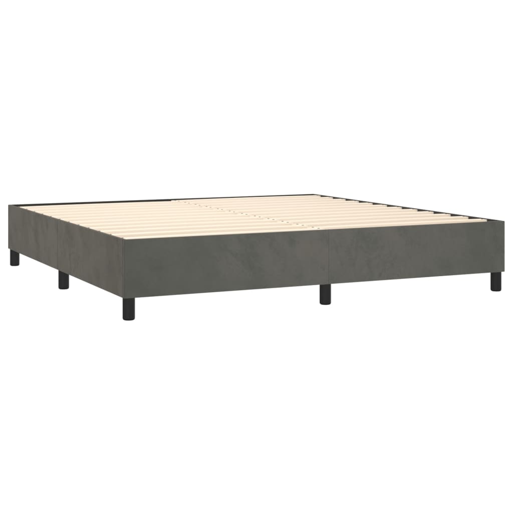 vidaXL Κρεβάτι Boxspring με Στρώμα & LED Σκ. Γκρι 200x200εκ. Βελούδινο