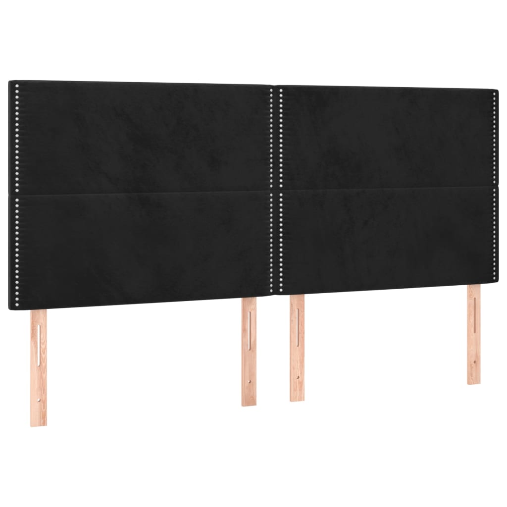 vidaXL Κρεβάτι Boxspring με Στρώμα & LED Μαύρο 200x200 εκ. Βελούδινο