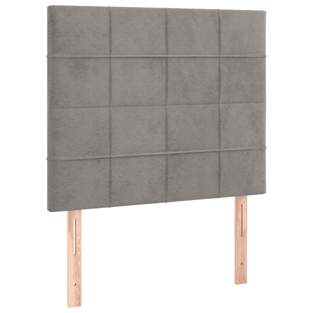 vidaXL Κρεβάτι Boxspring με Στρώμα & LED Αν.Γκρι 100x200 εκ. Βελούδινο