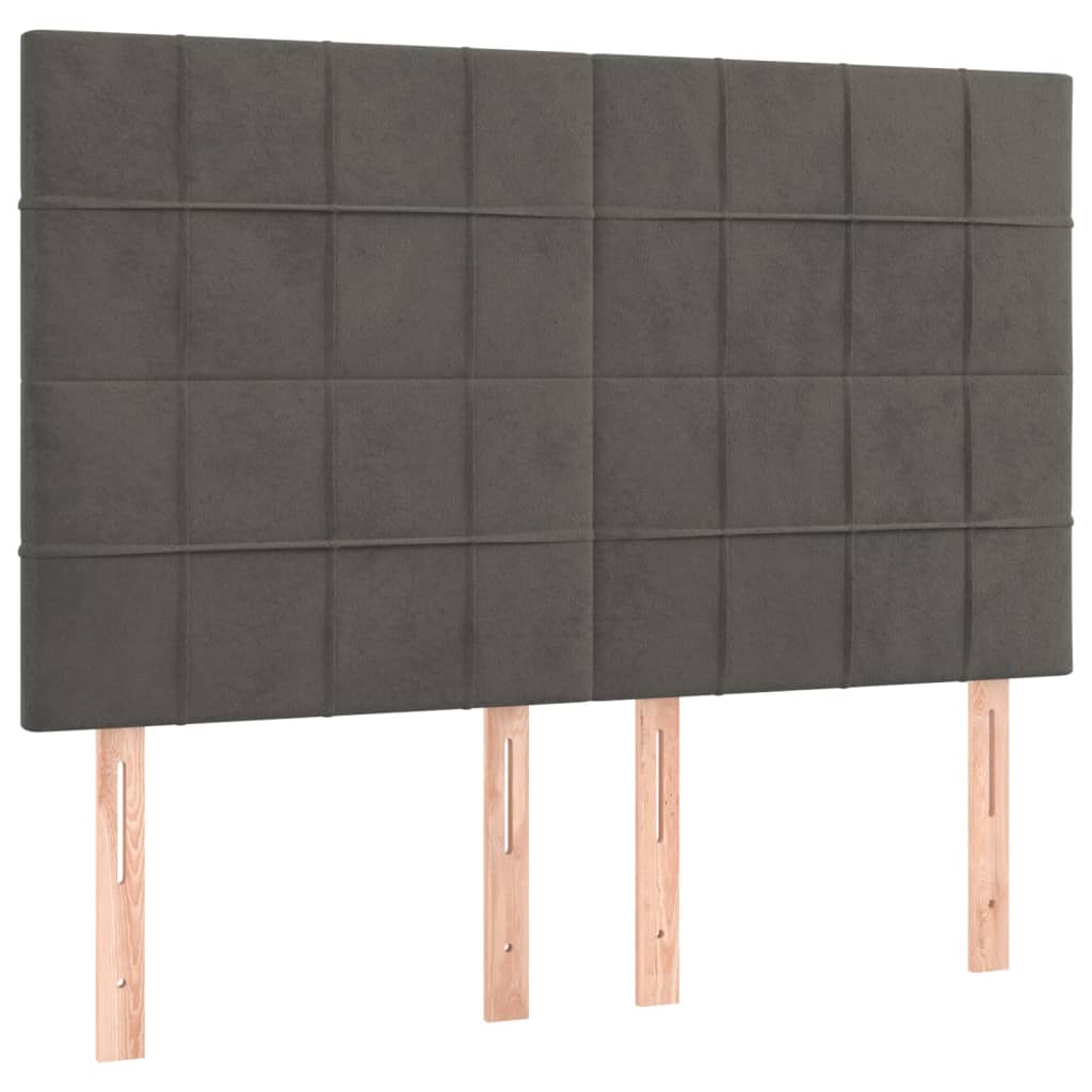 vidaXL Κρεβάτι Boxspring με Στρώμα & LED Σκ. Γκρι 140x190εκ. Βελούδινο