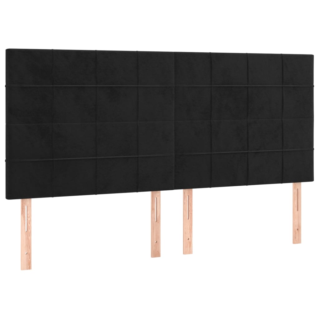vidaXL Κρεβάτι Boxspring με Στρώμα & LED Μαύρο 200x200 εκ. Βελούδινο