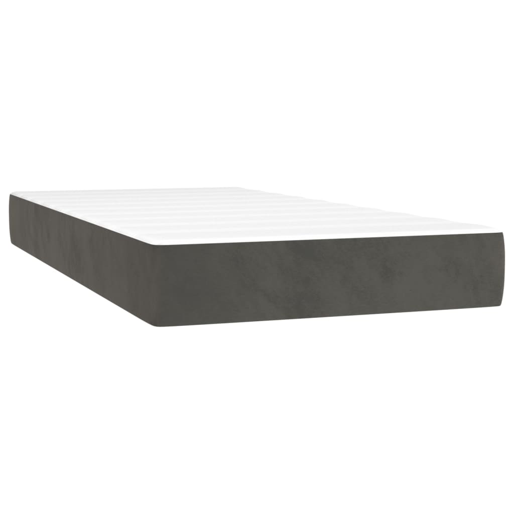 vidaXL Κρεβάτι Boxspring με Στρώμα & LED Σκ. Γκρι 90x190 εκ. Βελούδινο