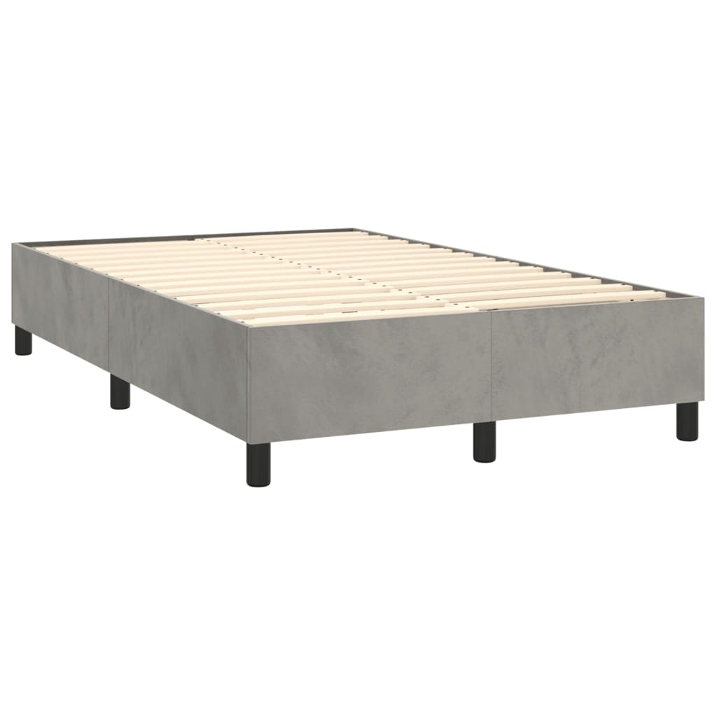 vidaXL Κρεβάτι Boxspring με Στρώμα & LED Αν.Γκρι 120x200 εκ. Βελούδινο