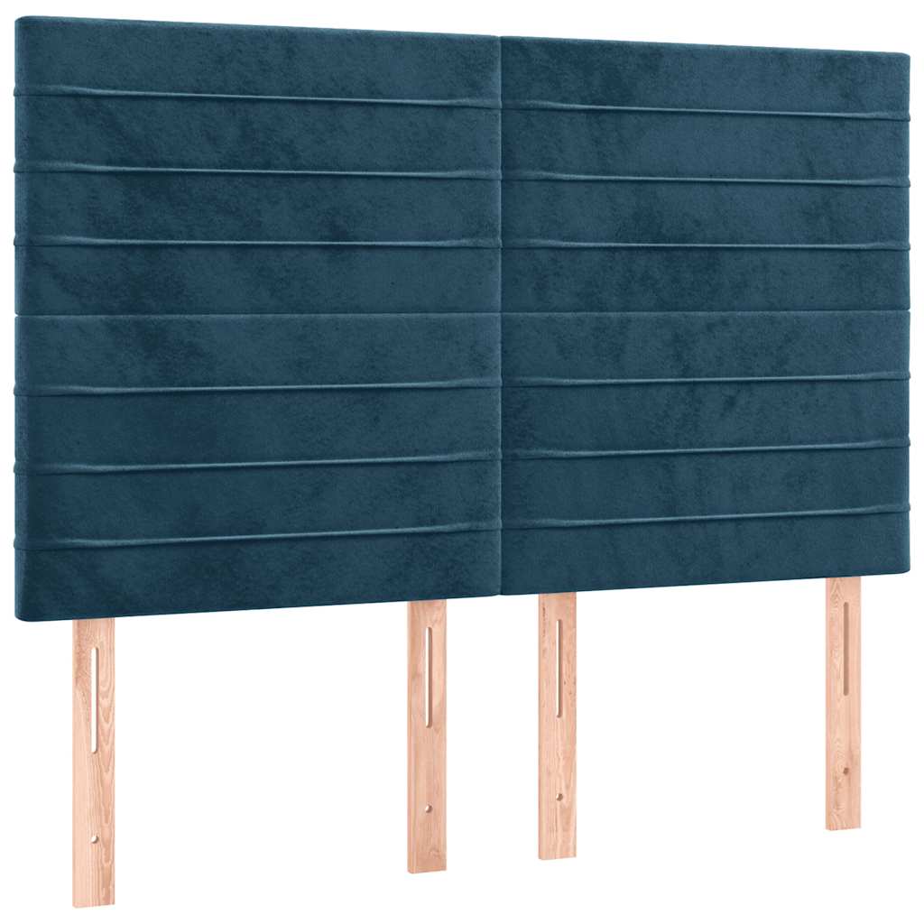 vidaXL Κρεβάτι Boxspring με Στρώμα & LED Σκ. Μπλε 140x190εκ. Βελούδινο