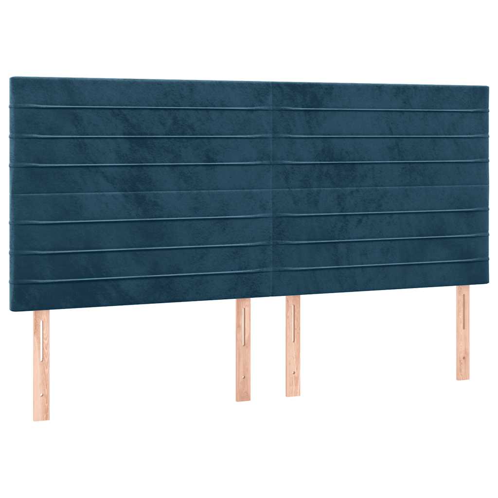 vidaXL Κρεβάτι Boxspring με Στρώμα & LED Σκ. Μπλε 160x200εκ. Βελούδινο