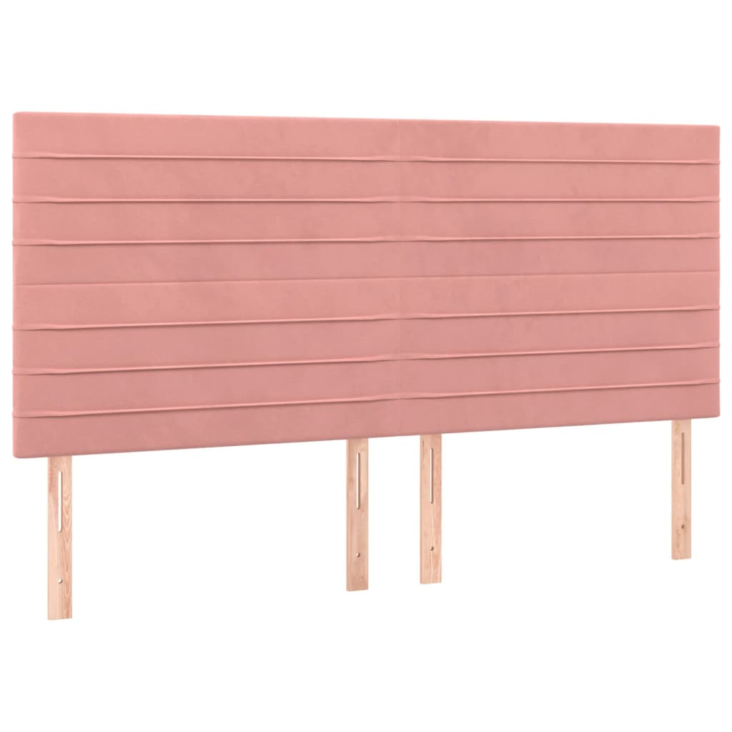 vidaXL Κρεβάτι Boxspring με Στρώμα & LED Ροζ 160x200 εκ. Βελούδινο