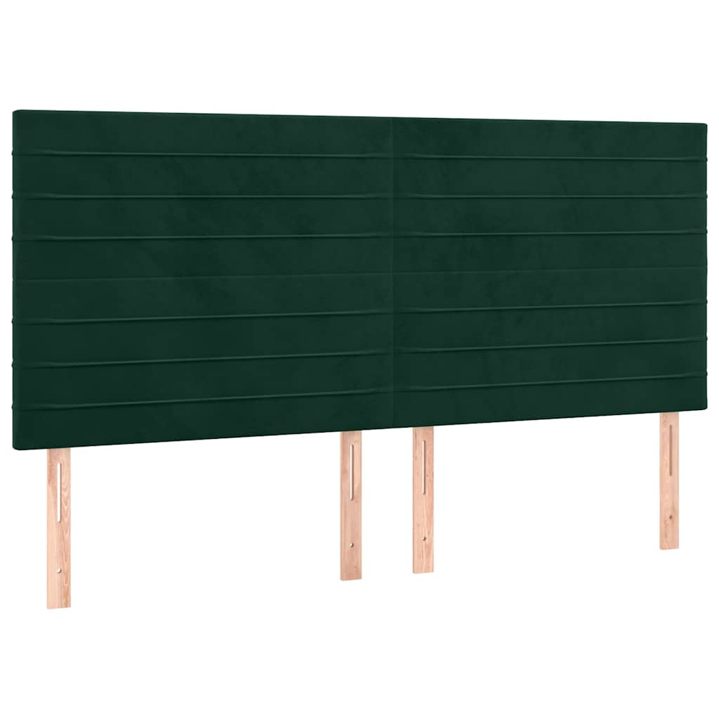 vidaXL Κρεβάτι Boxspring με Στρώμα & LED Σκ. Πράσινο 180x200εκ Βελούδο