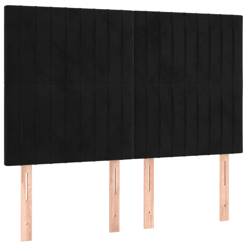 vidaXL Κρεβάτι Boxspring με Στρώμα & LED Μαύρο 140x190 εκ. Βελούδινο