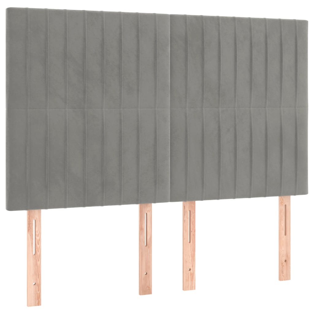 vidaXL Κρεβάτι Boxspring με Στρώμα & LED Αν.Γκρι 140x200 εκ. Βελούδινο