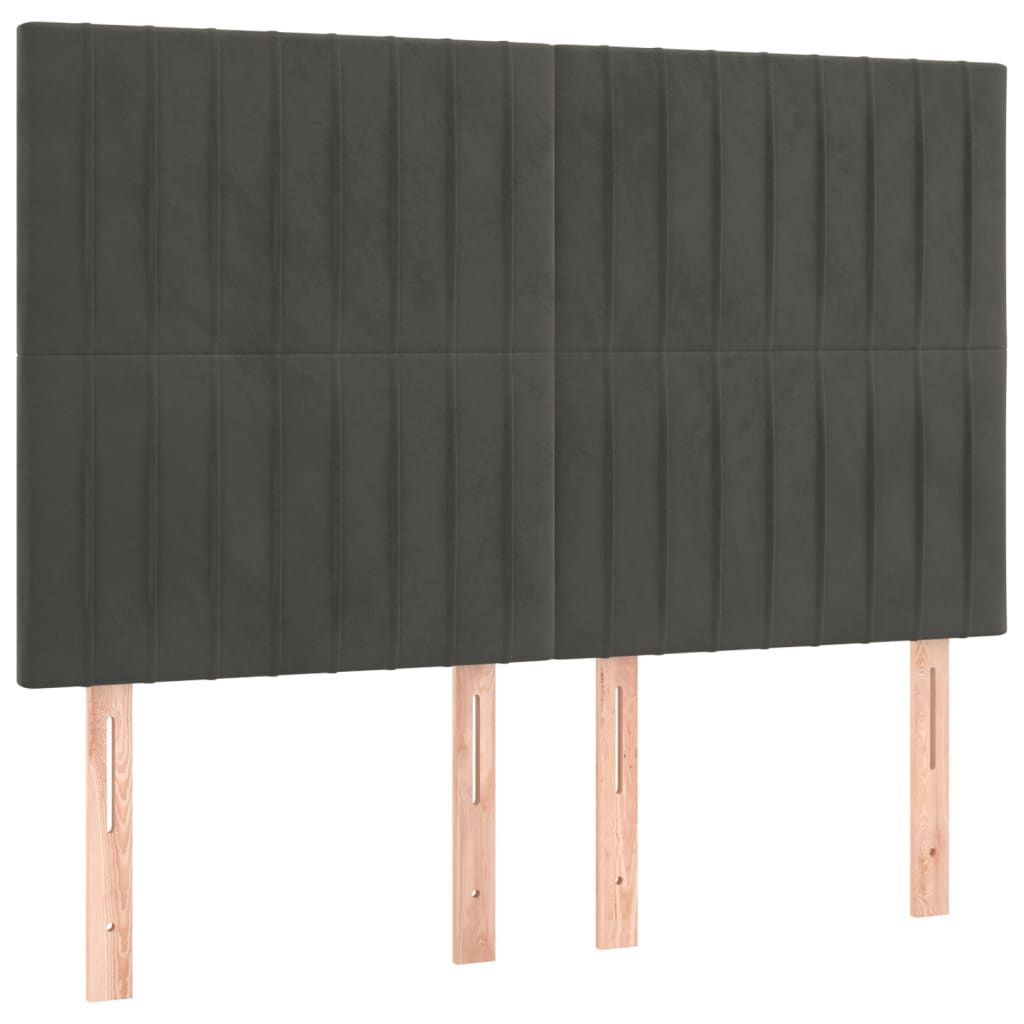 vidaXL Κρεβάτι Boxspring με Στρώμα & LED Σκ. Γκρι 140x200εκ. Βελούδινο