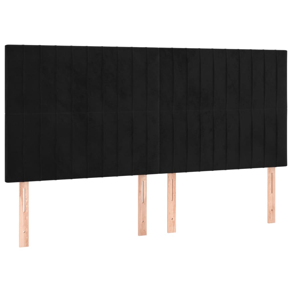 vidaXL Κρεβάτι Boxspring με Στρώμα & LED Μαύρο 160x200 εκ. Βελούδινο