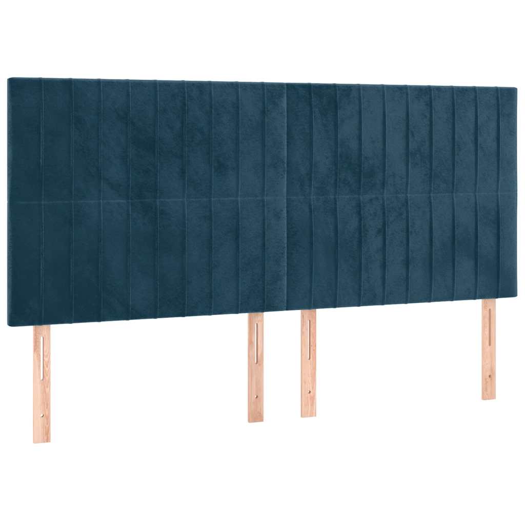 vidaXL Κρεβάτι Boxspring με Στρώμα & LED Σκ. Μπλε 160x200εκ. Βελούδινο