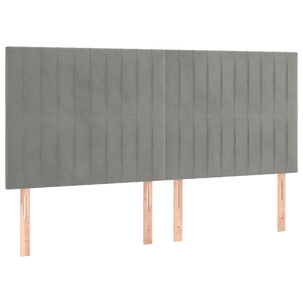 vidaXL Κρεβάτι Boxspring με Στρώμα & LED Αν.Γκρι 180x200 εκ. Βελούδινο