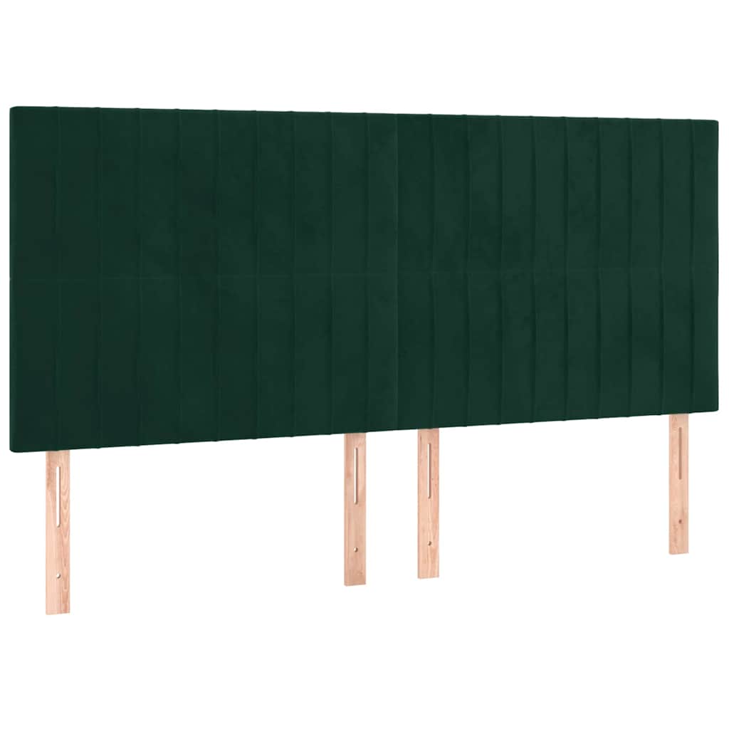 vidaXL Κρεβάτι Boxspring με Στρώμα & LED Σκ. Πράσινο 180x200εκ Βελούδο