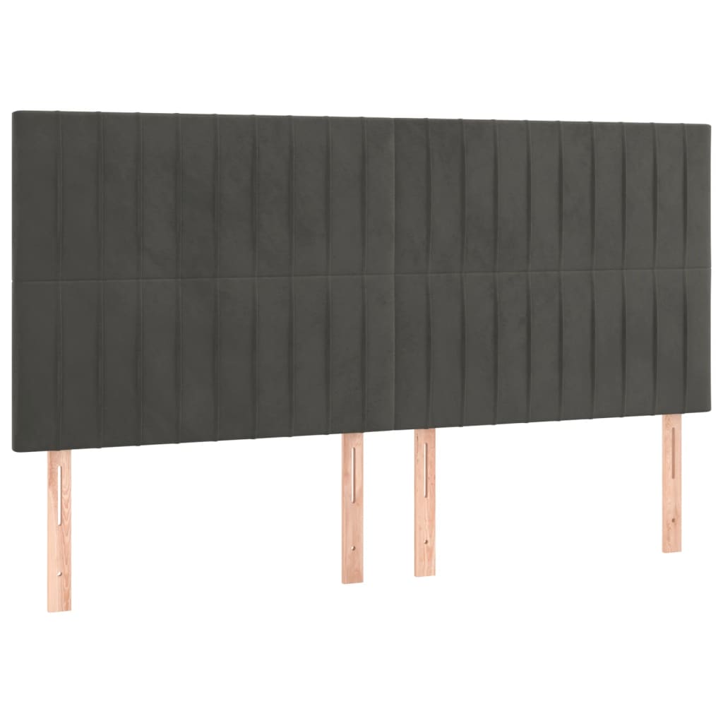 vidaXL Κρεβάτι Boxspring με Στρώμα & LED Σκ. Γκρι 200x200εκ. Βελούδινο