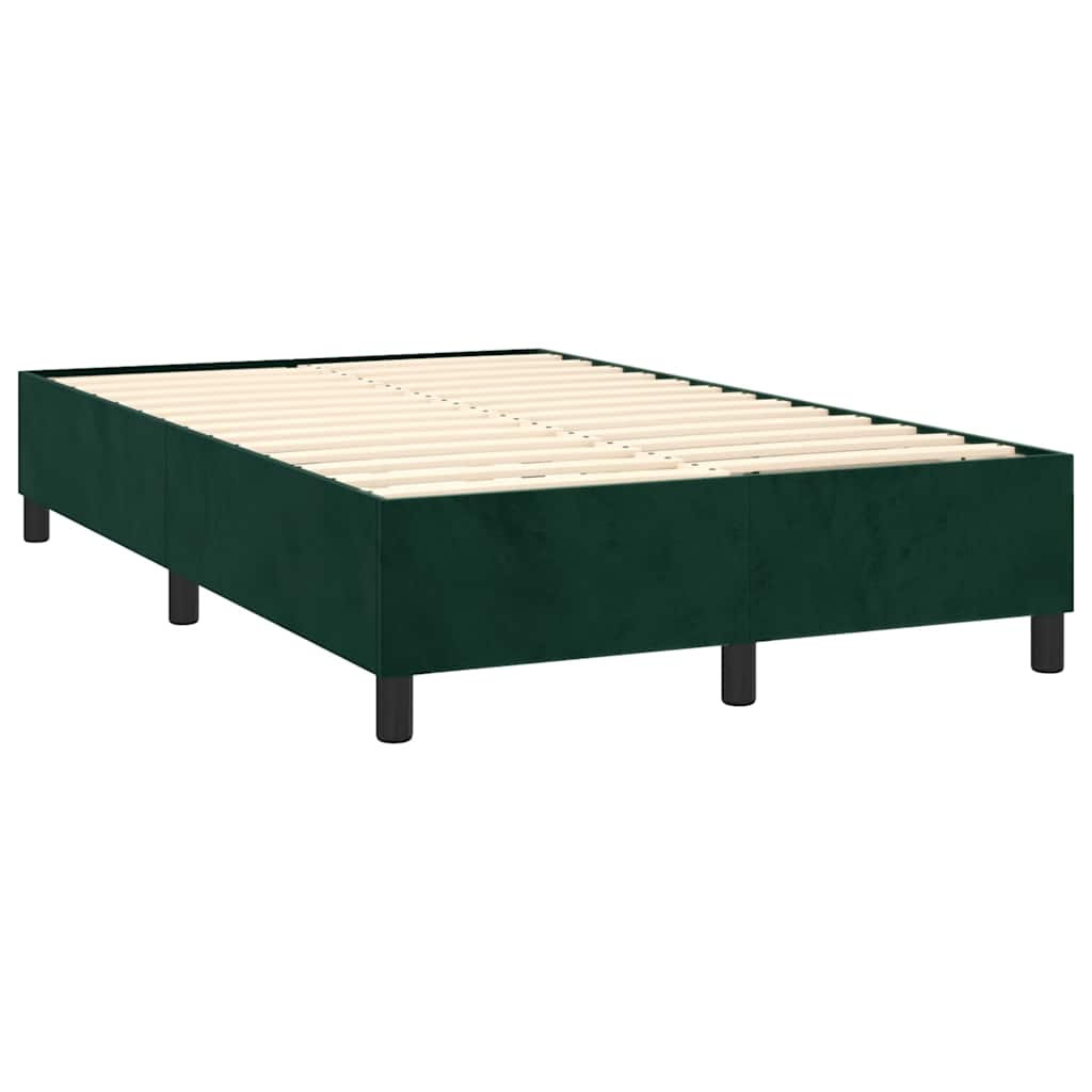 vidaXL Κρεβάτι Boxspring με Στρώμα & LED Σκ. Πράσινο 120x200εκ Βελούδο