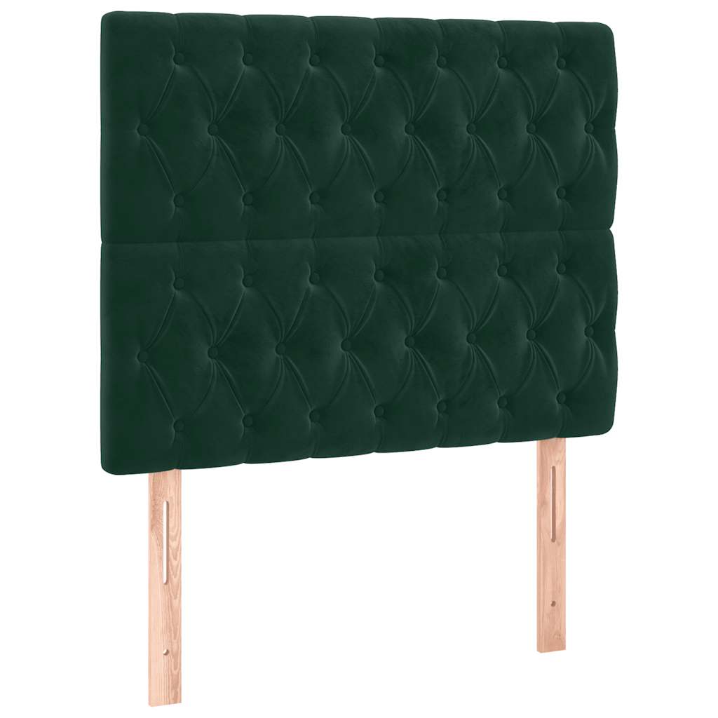 vidaXL Κρεβάτι Boxspring με Στρώμα & LED Σκ. Πράσινο 120x200εκ Βελούδο