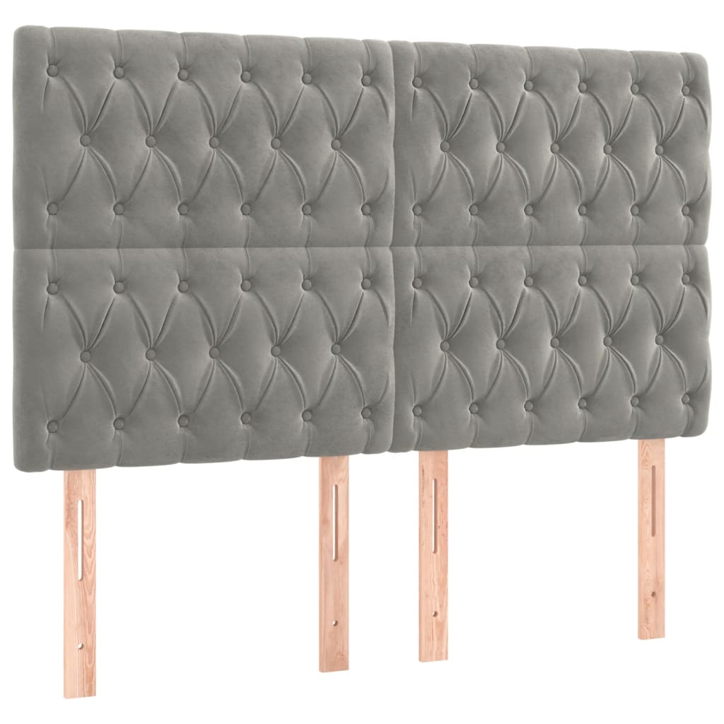 vidaXL Κρεβάτι Boxspring με Στρώμα&LED Αν. Γκρι 140x190 εκ. Βελούδινο