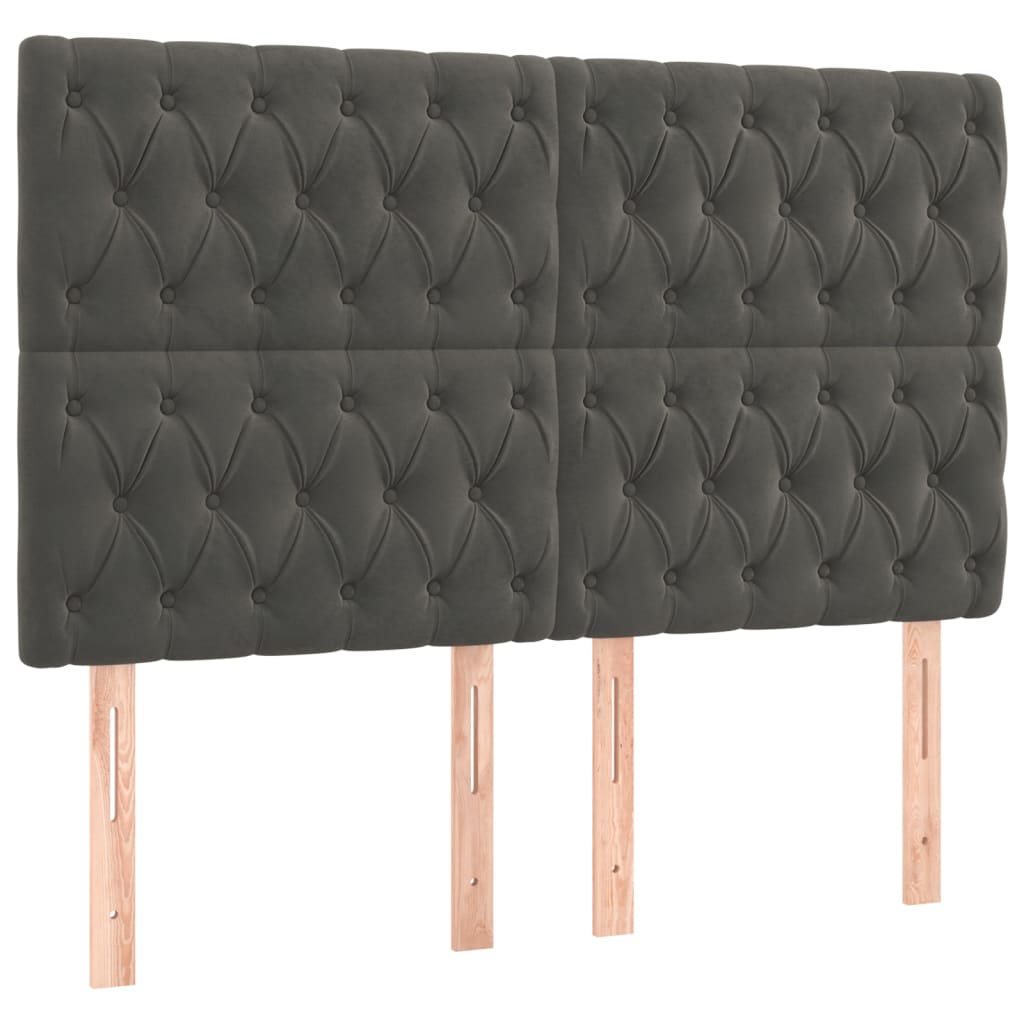 vidaXL Κρεβάτι Boxspring με Στρώμα & LED Σκ. Γκρι 140x190εκ. Βελούδινο