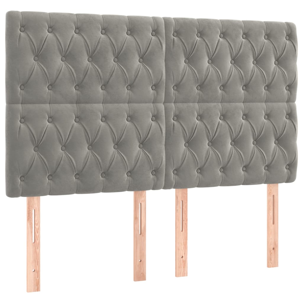 vidaXL Κρεβάτι Boxspring με Στρώμα & LED Αν.Γκρι 140x200 εκ. Βελούδινο